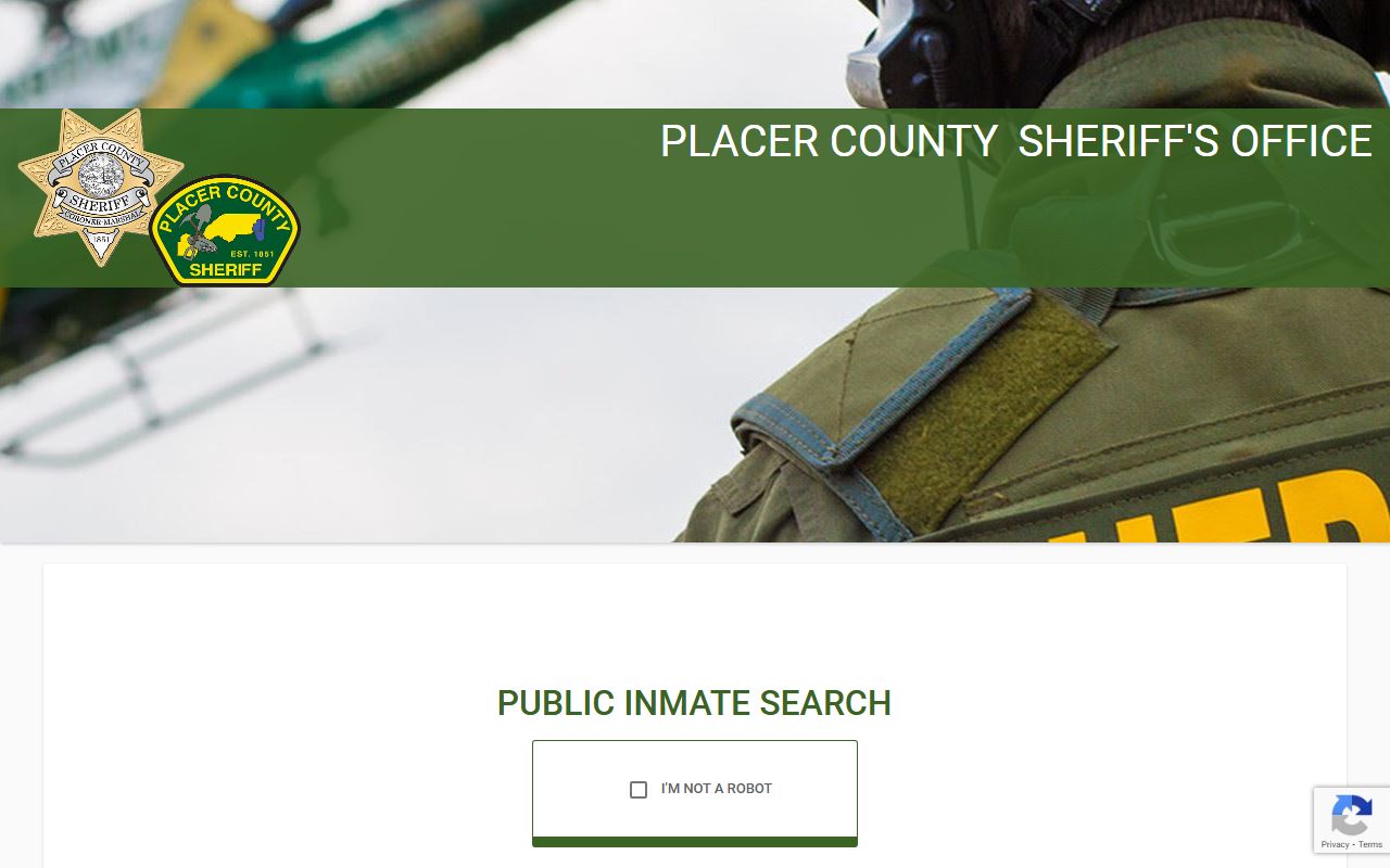 Placer County ATIMS inmate population search tool